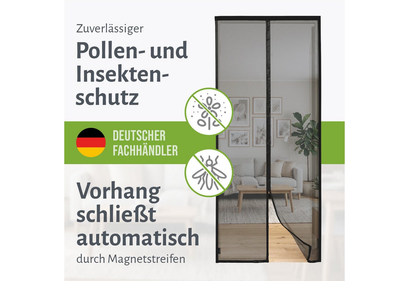 empasa Insektenschutz-Vorhang "DELUXE", Pollenschutz Lamellenvorhang mit Magnetverschluss Bild 5