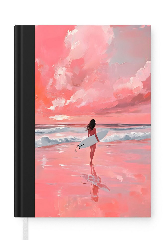 MuchoWow Notizbuch Rosa - Surfen - Meer, Notebook, Notizblock a5, Tagebuch, Journal Liniert Bild 2