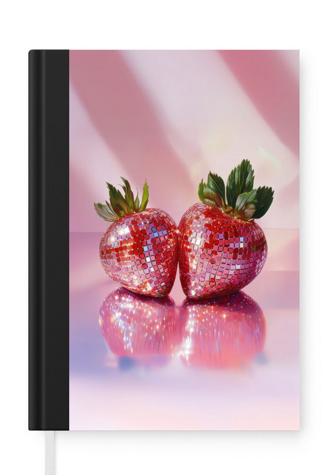 MuchoWow Notizbuch Disco - Obst - Glitzer - Erdbeere, Notebook, Notizblock a5, Tagebuch, Journal Liniert Bild 5