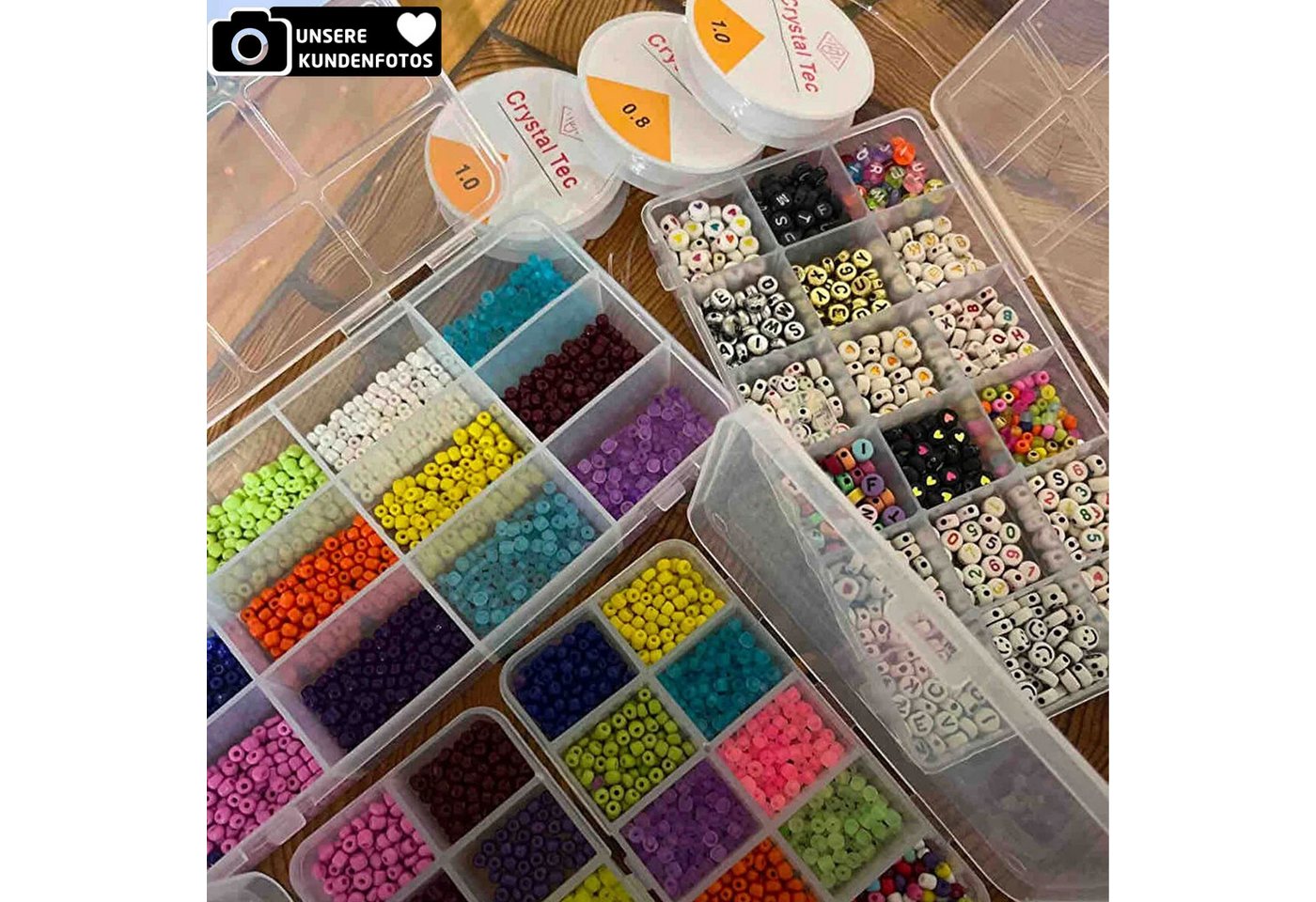 Jungengel Bastelperlen Schmuck Bastelset Perlen Armband Kette Buchstaben Würfel Sortierbox, (Bastelset, Schmuckset, Perlen-Set 3000-tlg), Schmuck Bastelset mit Perlen, Buchstaben & Boxen Bild 3