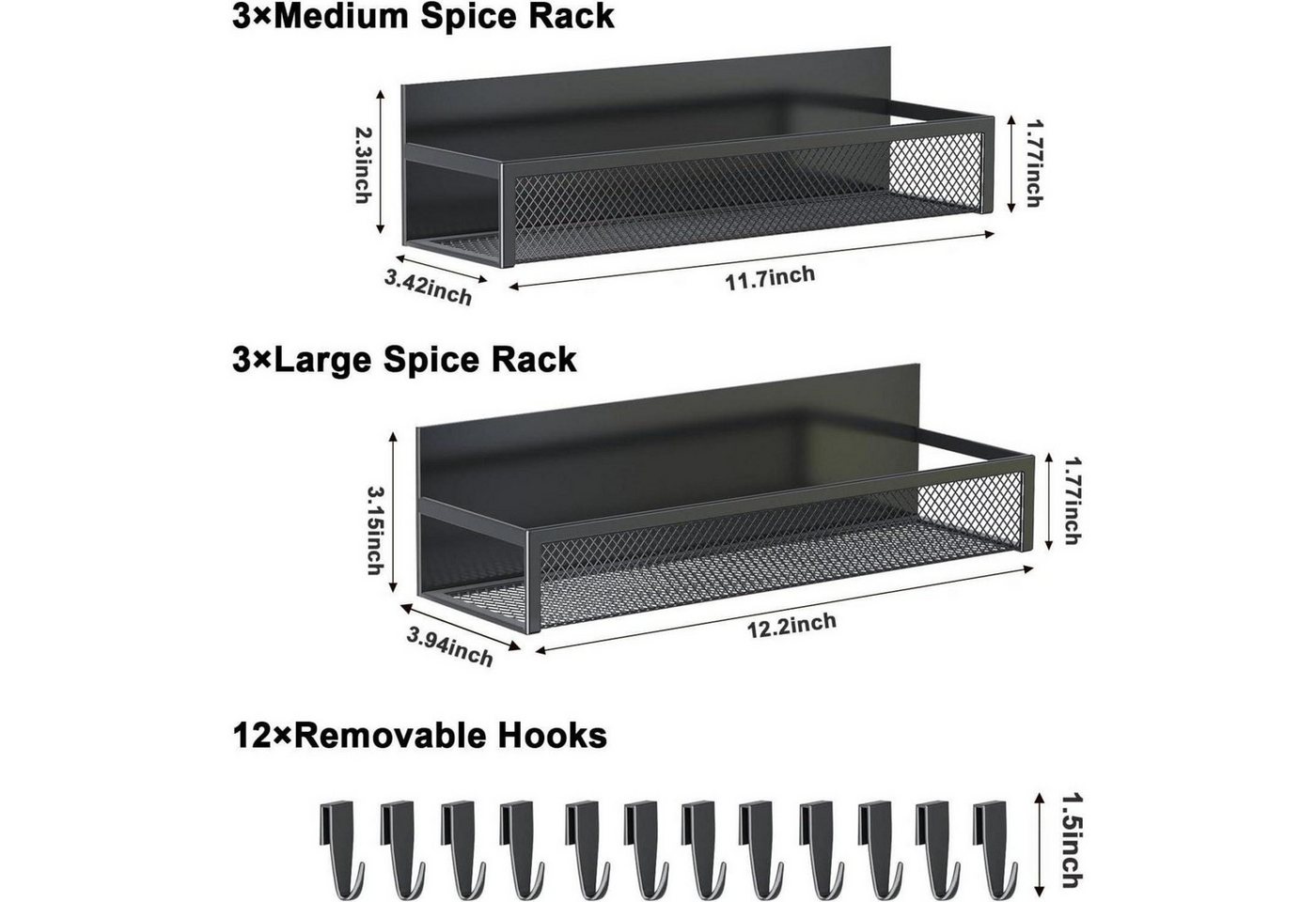 LuxusKollektion Gewürzregal Gewürzregal Magnetregal Kühlschrank Organizer 12 Haken 6 PACK Bild 2