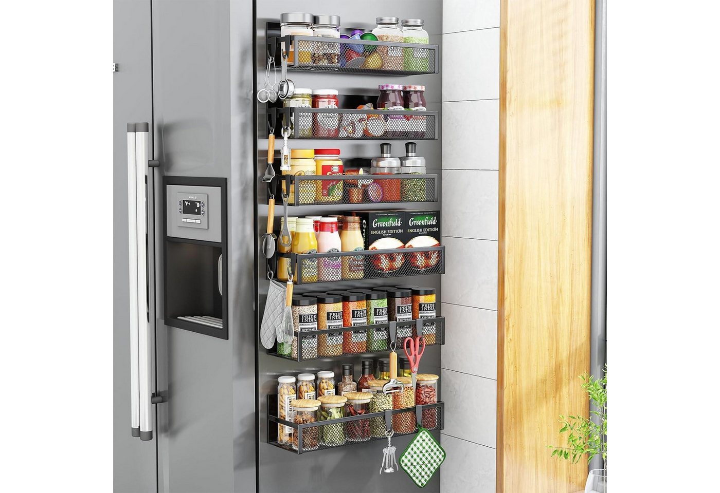 LuxusKollektion Gewürzregal Gewürzregal Magnetregal Kühlschrank Organizer 12 Haken 6 PACK Bild 3