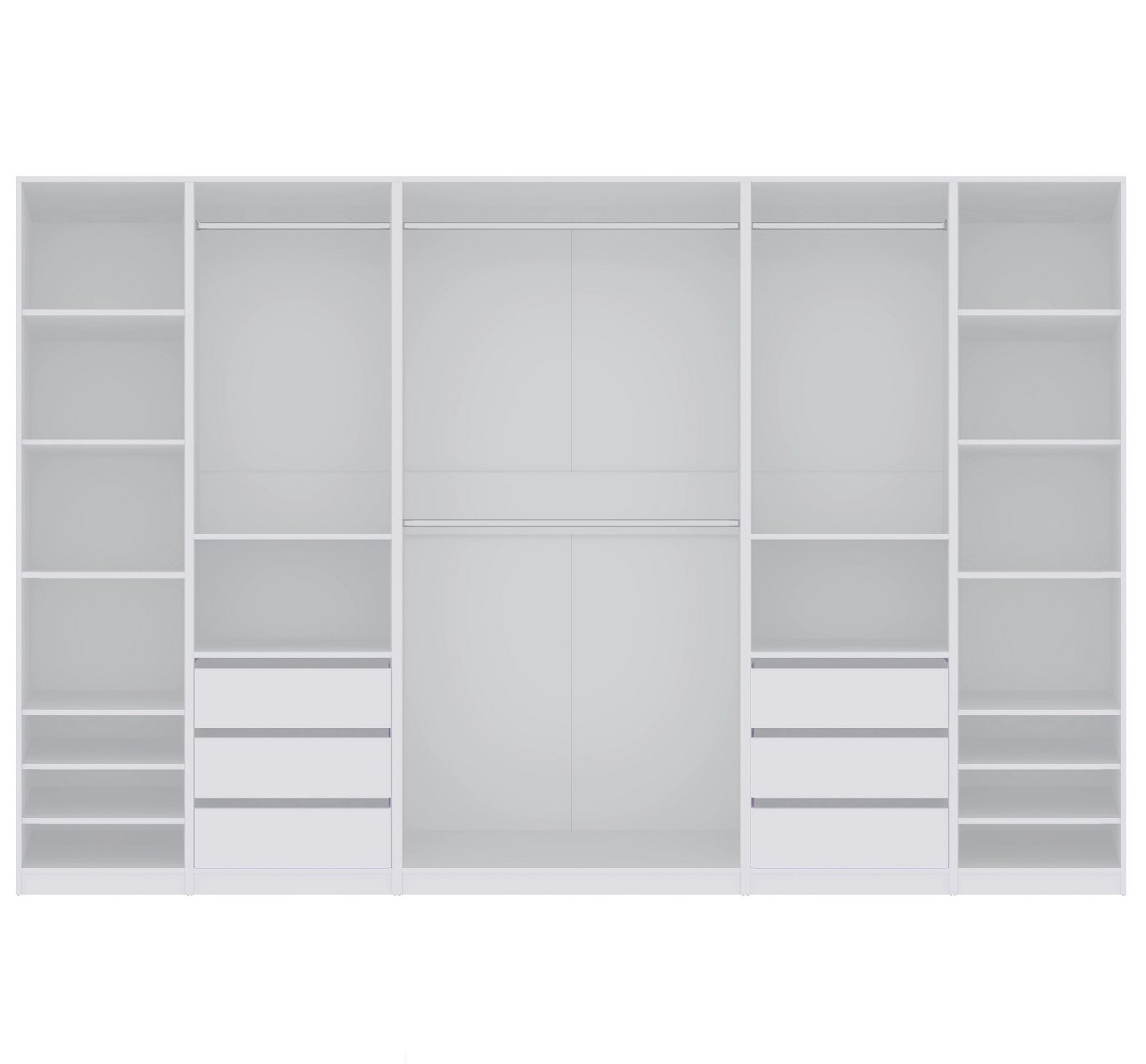 Marmex Möbel Garderobenschrank TRES SET U/B Schrank Set begehbarer Kleiderschrank Ankleidzimmer (5-St) 4 Kleiderstangen, viel Stauraum 6 Schubladen Bild 2