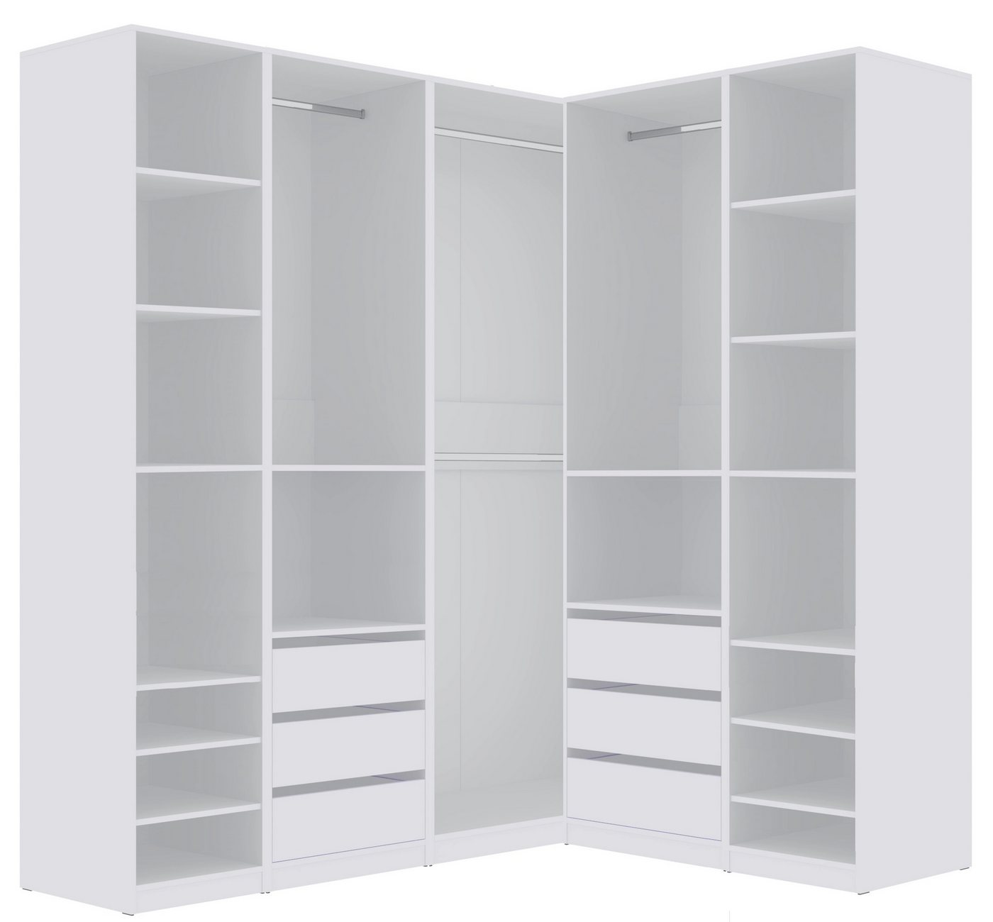 Marmex Möbel Garderobenschrank TRES SET U/B Schrank Set begehbarer Kleiderschrank Ankleidzimmer (5-St) 4 Kleiderstangen, viel Stauraum 6 Schubladen Bild 3