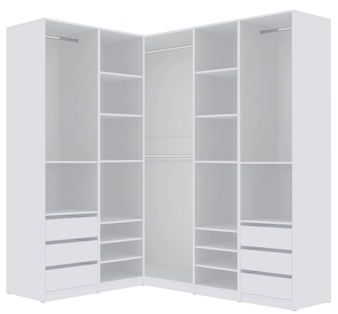 Marmex Möbel Garderobenschrank TRES SET U/B Schrank Set begehbarer Kleiderschrank Ankleidzimmer (5-St) 4 Kleiderstangen, viel Stauraum 6 Schubladen Bild 4