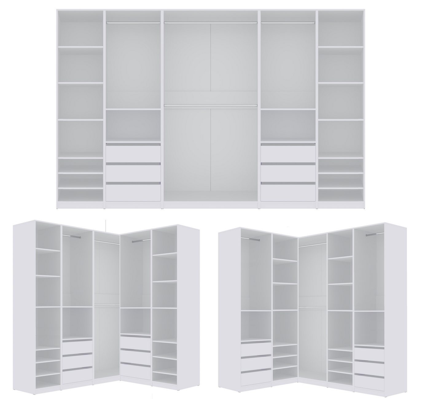 Marmex Möbel Garderobenschrank TRES SET U/B Schrank Set begehbarer Kleiderschrank Ankleidzimmer (5-St) 4 Kleiderstangen, viel Stauraum 6 Schubladen Bild 5