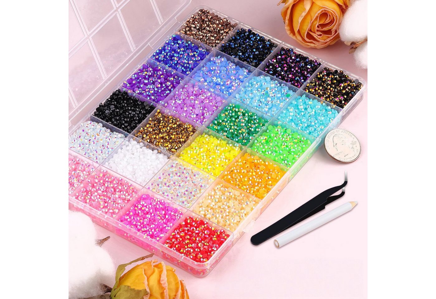 Zaewry Kreativset Jelly Strasssteine,Kit with Glue and Pen,Glitzersteine Bedazzling Kit, (30-tlg), für Nailart Gesichtsbemalung Kostüme und Andere DIY-Kreatione Bild 3