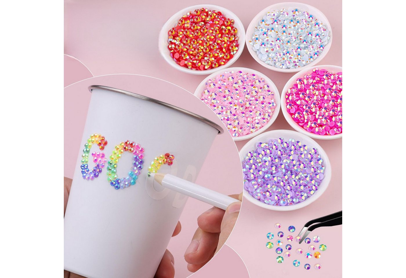 Zaewry Kreativset Jelly Strasssteine,Kit with Glue and Pen,Glitzersteine Bedazzling Kit, (30-tlg), für Nailart Gesichtsbemalung Kostüme und Andere DIY-Kreatione Bild 4