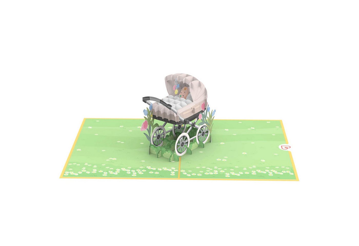 papercrush Geburtskarte Kinderwagen mit Baby, Pop-Up Karte zur Geburt von Mädchen oder Jungen, Handgemacht Bild 3