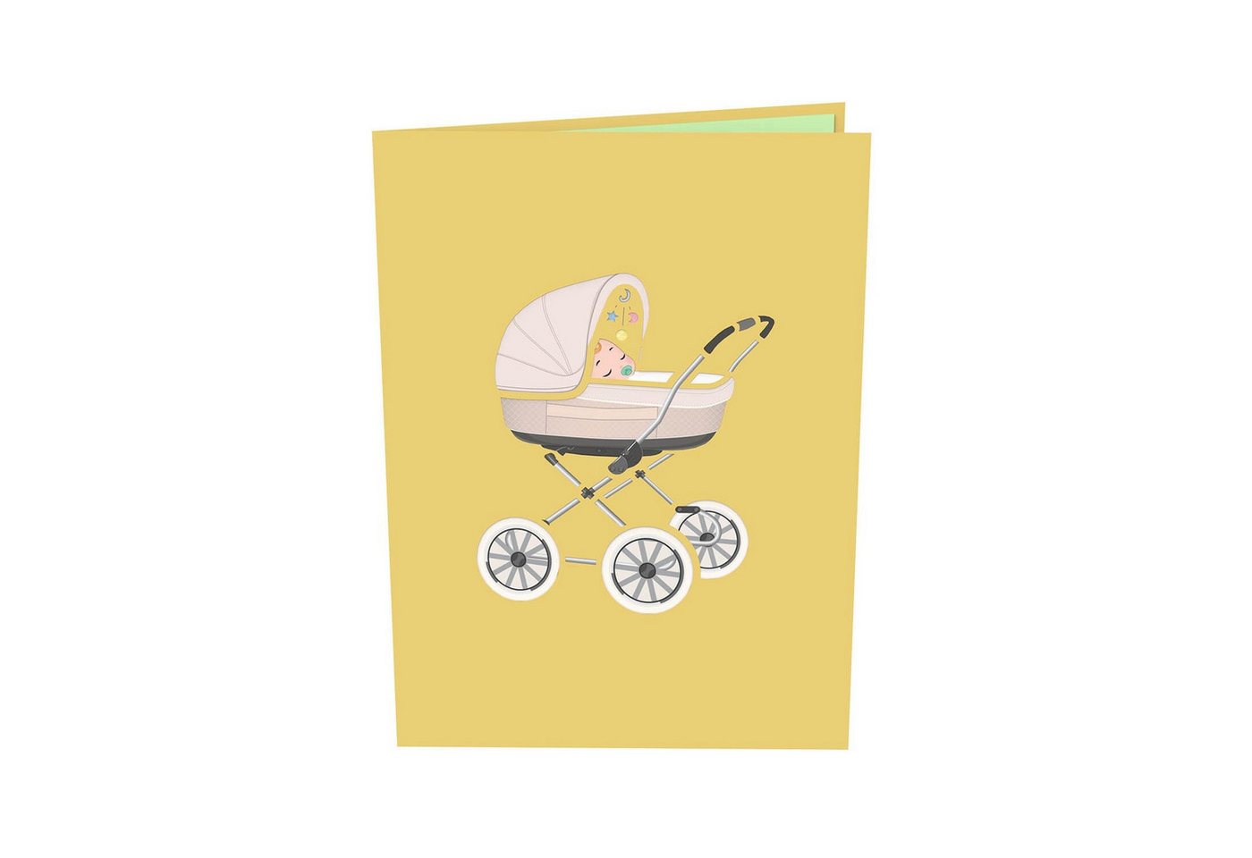 papercrush Geburtskarte Kinderwagen mit Baby, Pop-Up Karte zur Geburt von Mädchen oder Jungen, Handgemacht Bild 5