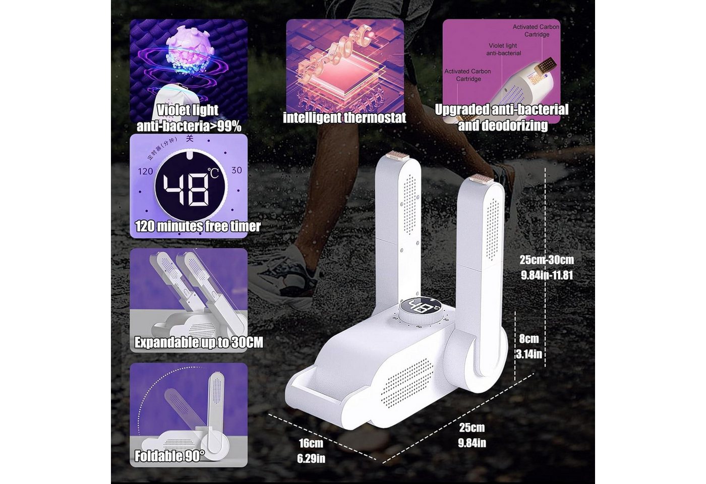 FELIXLEO Schuhtrockner Schuhtrockner elektrisch Digital UV Ozon antibakteriell Sneaker