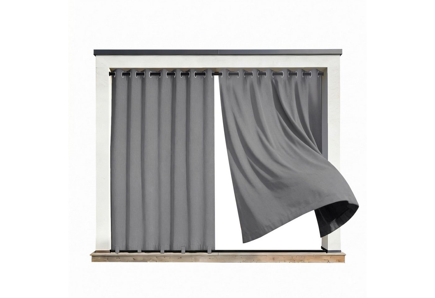 Lapalife Outdoorvorhang Vorhänge 100% Verdunkelnd, Wasserdicht Sonnenschutz Gardinen, Metallösen Oben, Riemen Unten, Kabellos & Leicht, Für Terrasse Garten Bild 3