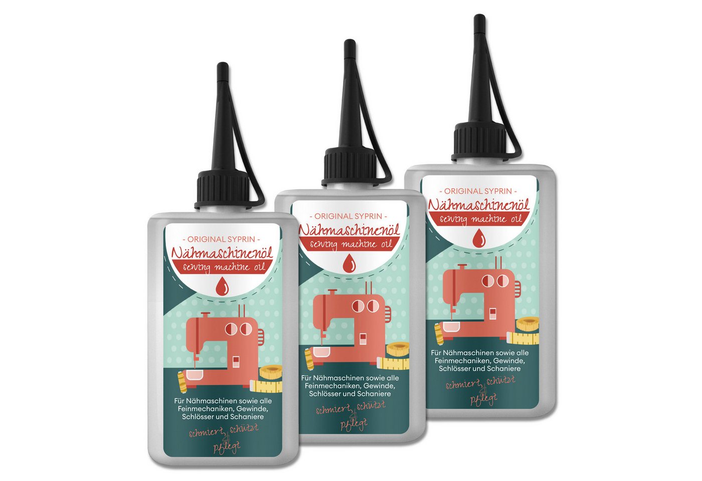 Original Syprin Feinmechaniköl Premium Nähmaschinenöl, Harz- & Säurefrei, Universal, 300 ml, (3-St., Harz- & Säurefrei, Ideal für feinmechanische Komponenten 100 ml), Harz- und säurefrei Bild 3