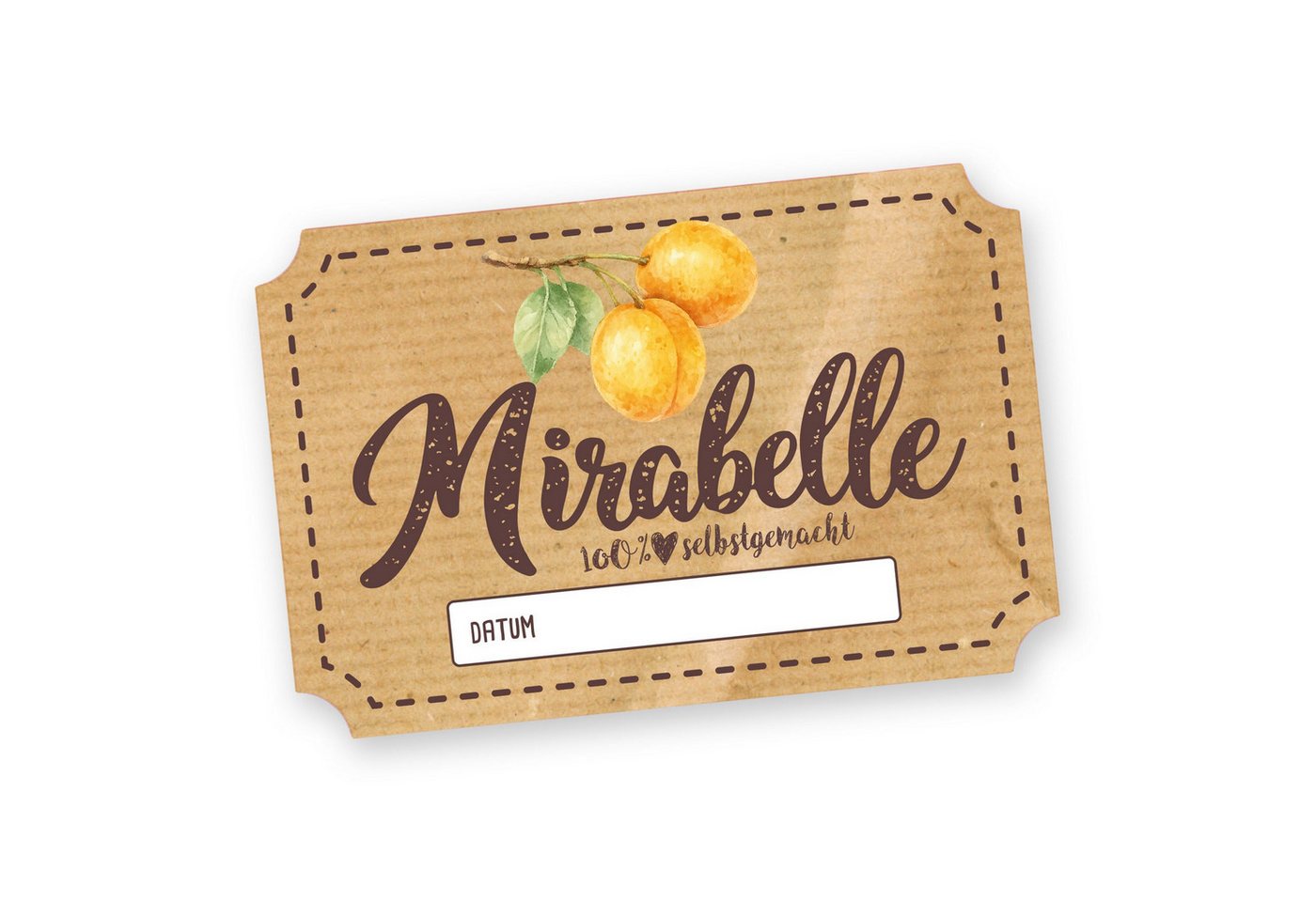 itenga Aufkleber Itenga 50 x Marmeladenetikett rechteckig 6x4cm Mirabelle