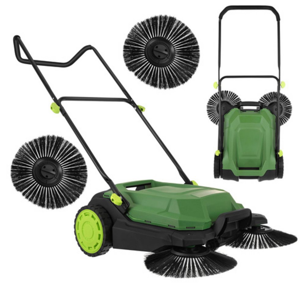 Gardlov Handkehrmaschine Nexo Laubkehrer Handkehrmaschine, 70 cm Arbeitsbreite, (Spar-Set, 1-St., 3-Bürsten-System), sammeln nassen sowie trockenen Schmutz gründlich auf