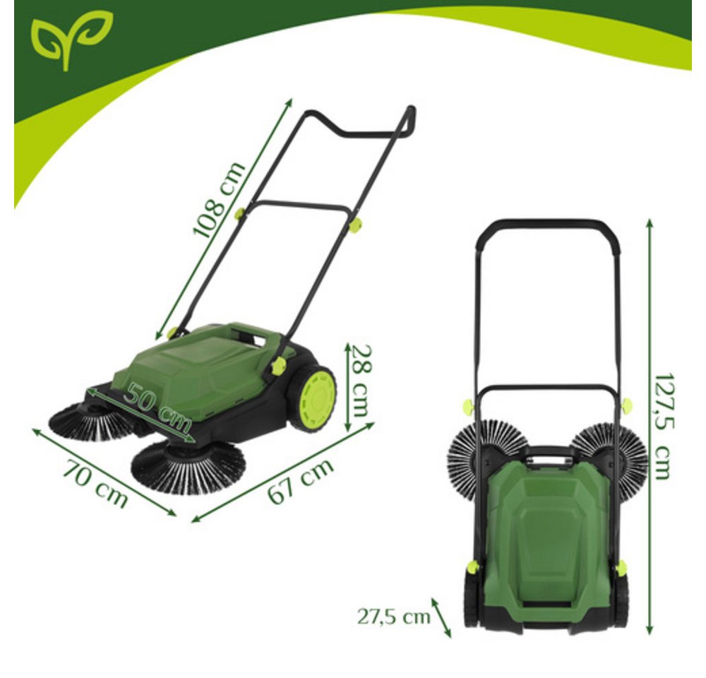 Gardlov Handkehrmaschine Nexo Laubkehrer Handkehrmaschine, 70 cm Arbeitsbreite, (Spar-Set, 1-St., 3-Bürsten-System), sammeln nassen sowie trockenen Schmutz gründlich auf Bild 2