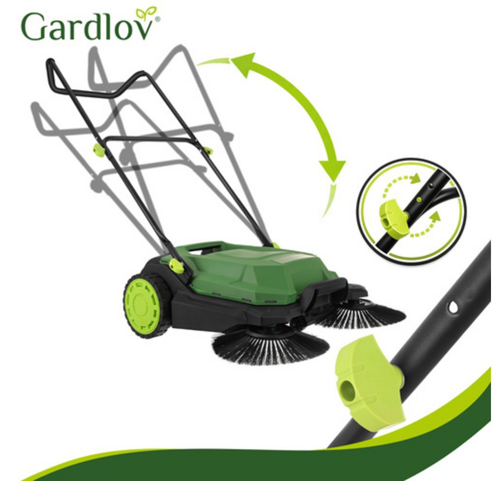 Gardlov Handkehrmaschine Nexo Laubkehrer Handkehrmaschine, 70 cm Arbeitsbreite, (Spar-Set, 1-St., 3-Bürsten-System), sammeln nassen sowie trockenen Schmutz gründlich auf Bild 5