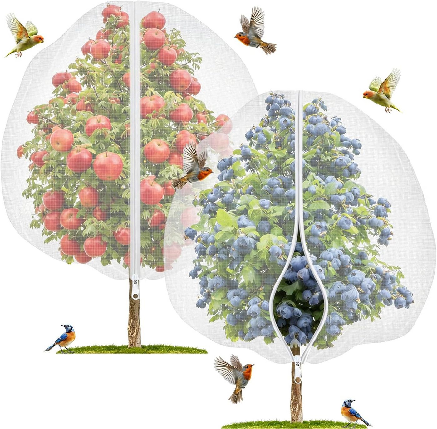 Diwzbyn Schutznetz Obstbaumnetz, Vogelschutznetz mit Reißverschluss und Kordelzug, BxL: 1x1.5 m Bild 3