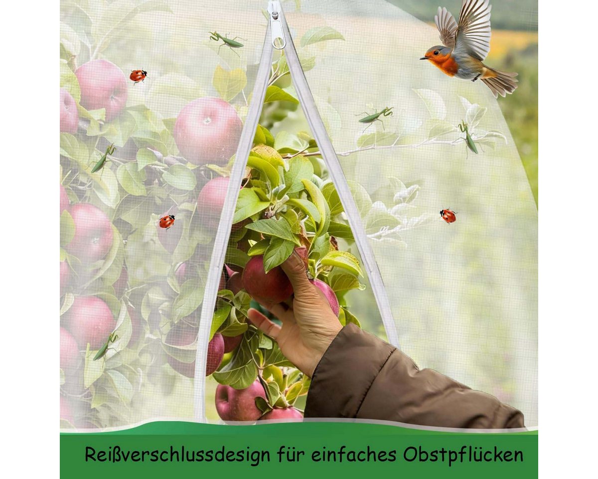 Diwzbyn Schutznetz Obstbaumnetz, Vogelschutznetz mit Reißverschluss und Kordelzug, BxL: 1x1.5 m Bild 4