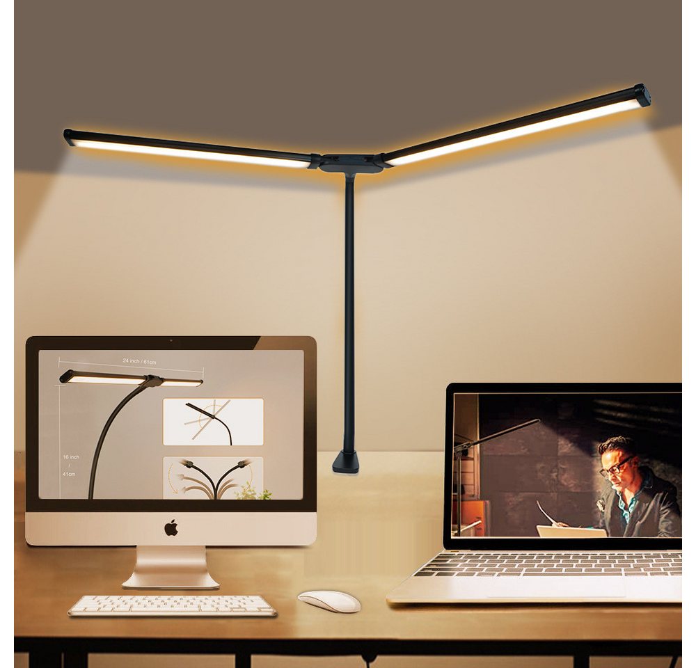 Ophy LED Schreibtischlampe LED Doppelkopf-Schreibtischlampe, dimmbar–Monitorlampe mit Augenschutz, fest integrierte LEDs, 3 Lichtfarben (warmweiß, naturweiß, kaltweiß), für Schlafzimmer, Lesen, Studieren & Arbeiten Bild 4