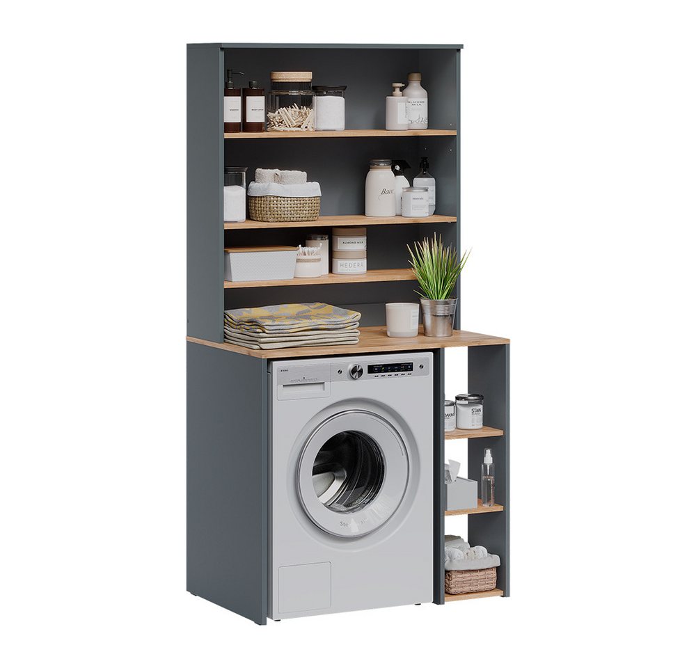 Vicco Waschmaschinenumbauschrank Viktor, Anthrazit/Goldkraft Eiche, 93.6 x 88.2 cm 2 Teile mit Regal (1-St) Bild 2