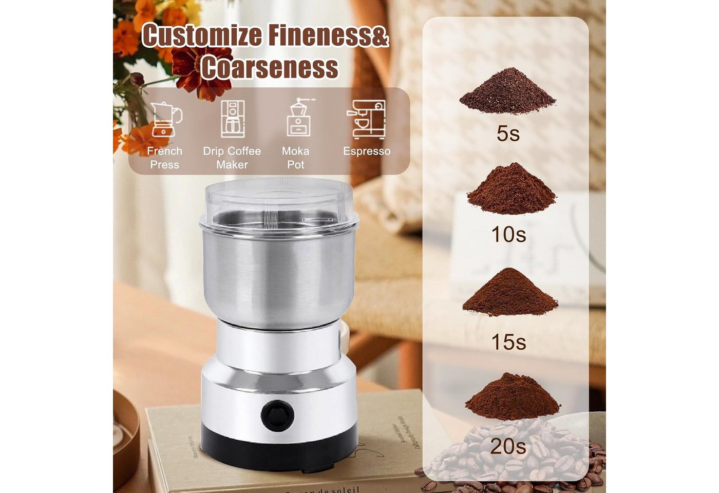 FELIXLEO Getreidemühle Elektrische Getreidemühle Gewürzmühle Kaffeemühle 300g., (1 Stück) Bild 3