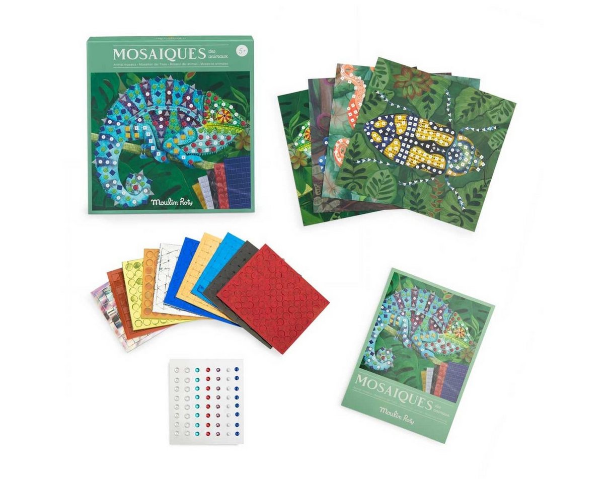 Moulin Roty Kreativset Mosaik Bastelset Tiere mit Glitzersteinen, Kreativset ab 5 Jahre Bild 5