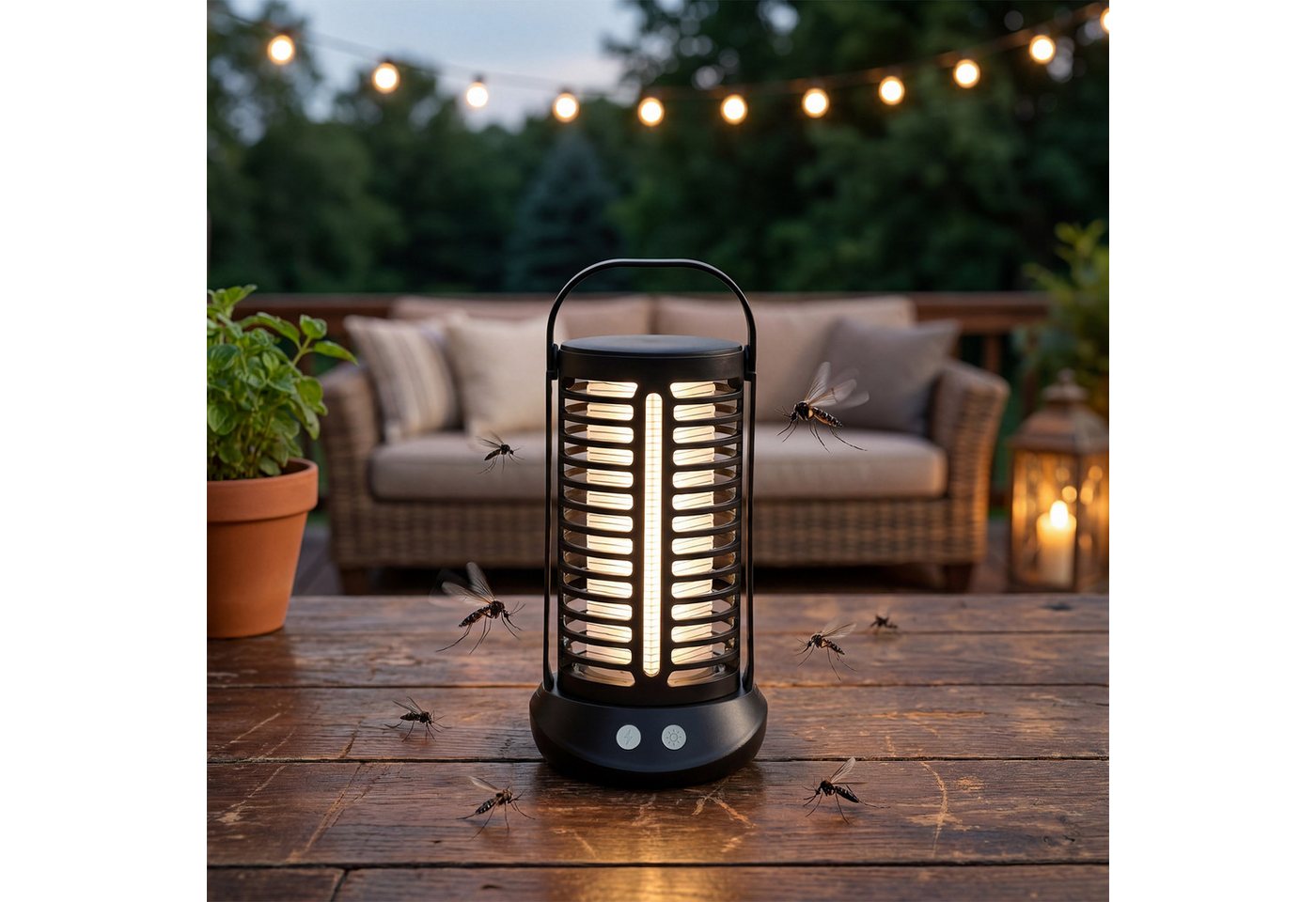 oyajia Ultraschall-Tierabwehr Insektenvernichter Mückenlampe UV-Lampe Insektenfalle mit 4000mAh-Akku, Mückenlampe Elektrisch, 360° Schutz & Leicht zu Reinigen