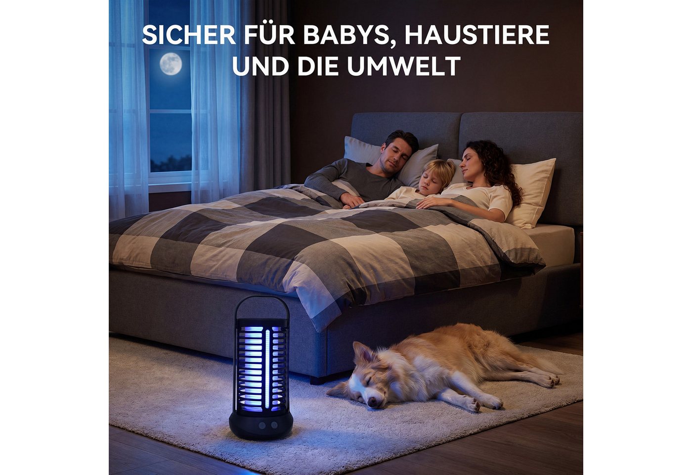 oyajia Ultraschall-Tierabwehr Insektenvernichter Mückenlampe UV-Lampe Insektenfalle mit 4000mAh-Akku, Mückenlampe Elektrisch, 360° Schutz & Leicht zu Reinigen Bild 3