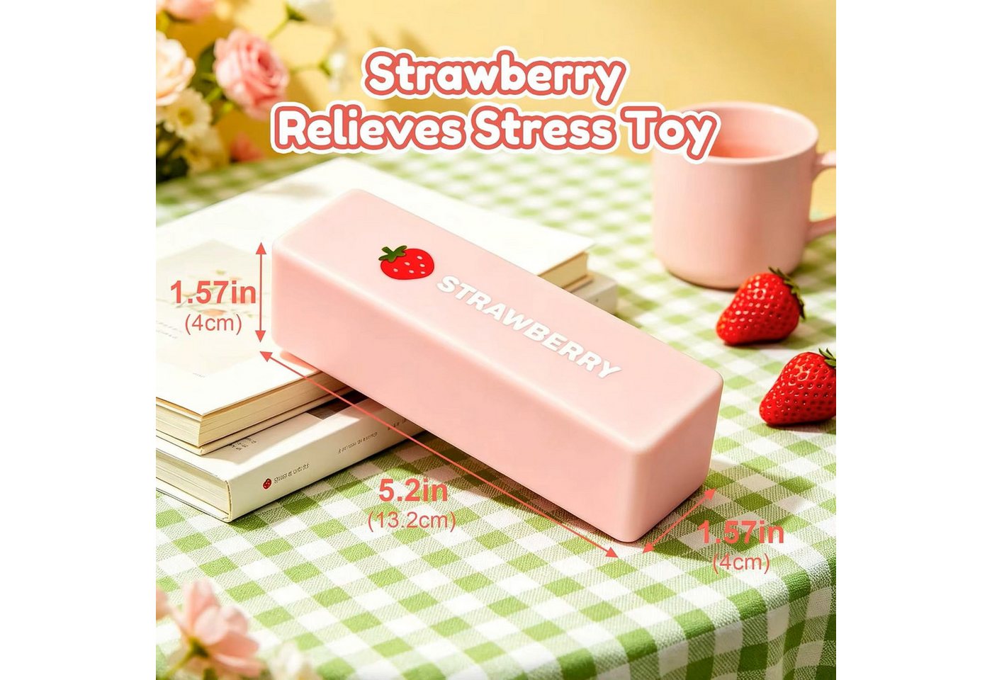 OLi Therapieknete Squishy Butter – Weiche dehnbare Knetmasse Erdberg Design (weicher Slow Rising Squishy im lustigen Butter-Design, 2-tlg., L-13,3cm / B-3,5cm), Anti-Stress, Spielspaß für Kinder & Erwachsene Bild 4