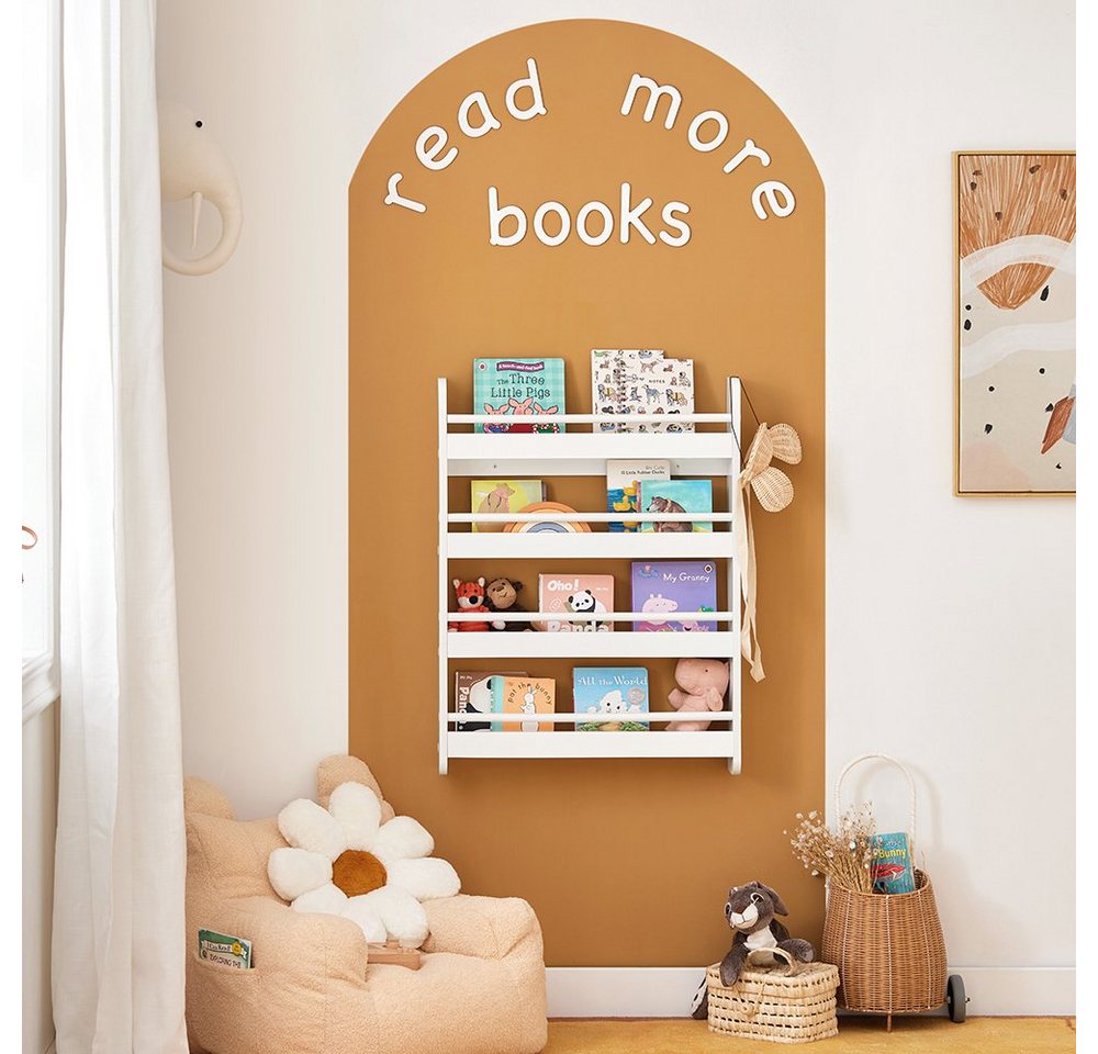 SoBuy Bücherregal KMB08, Spielzeugtruhe Spielzeugregal für Kinderzimmer, Spielzimmer, Kinderregal mit 4 Ablagen für Bücher und Deko Bücherregal Wandregal Bild 4
