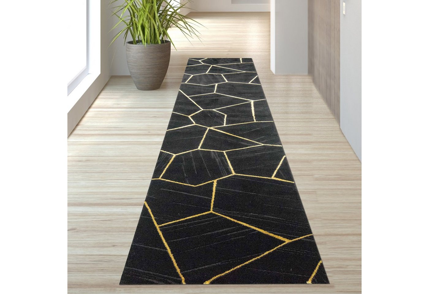 TeppichHome24 Teppich Wohnzimmerteppich geometrisches Muster in schwarz gold, rechteckig Bild 3