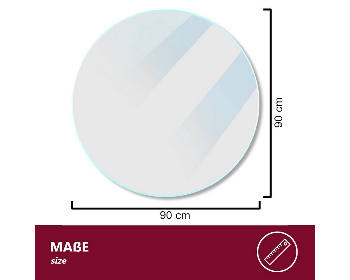 HOOZ Bodenschutzplatte Funkenschutzplatte aus 6mm ESG Ø90cm rund mit Facettenschliff Klarglas, Kamin Glas, 1-St., belastbare Glasauflage, Glasplatte, Schutzglas, Bodenschutzglas für Kamin, Ofen und Boden