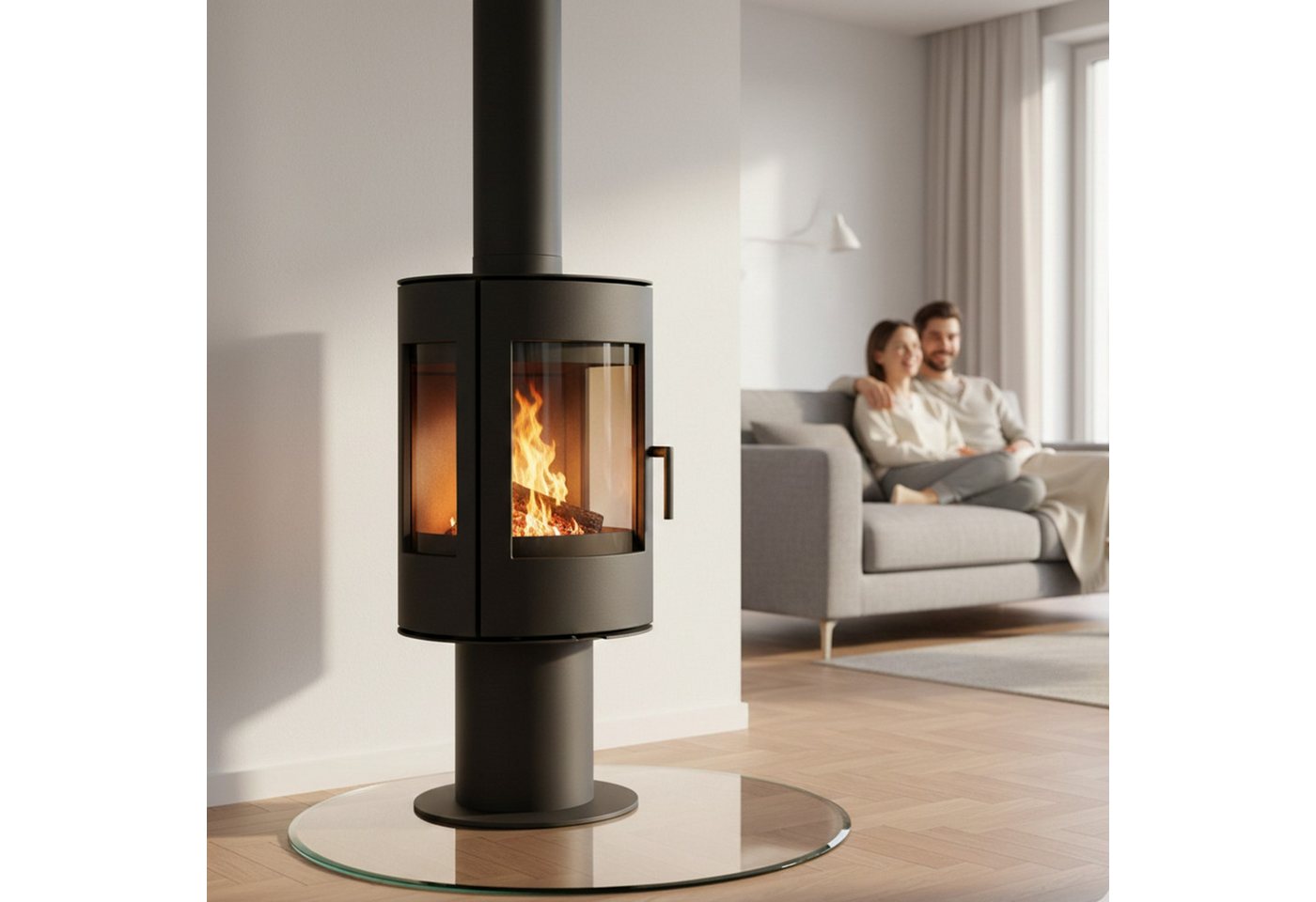 HOOZ Bodenschutzplatte Funkenschutzplatte aus 6mm ESG Ø90cm rund mit Facettenschliff Klarglas, Kamin Glas, 1-St., belastbare Glasauflage, Glasplatte, Schutzglas, Bodenschutzglas für Kamin, Ofen und Boden Bild 4