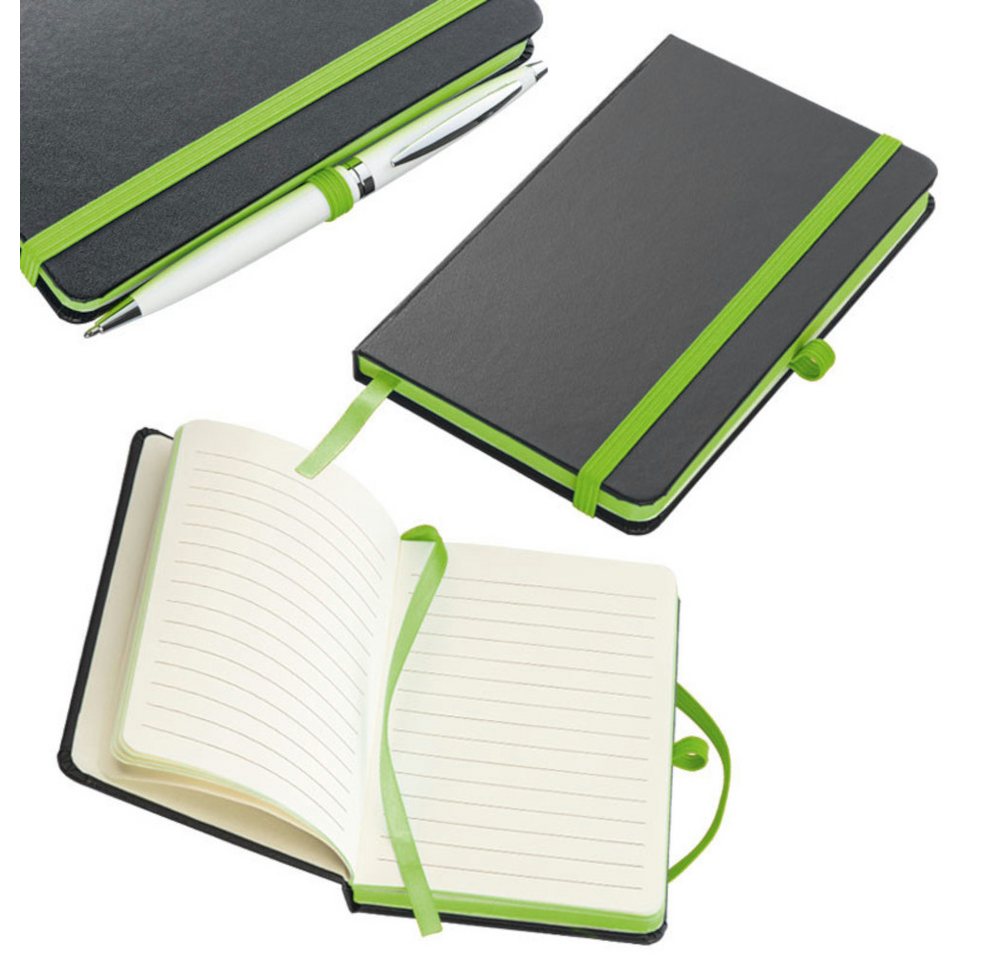 Easy Gifts Notizbuch Notizbuch / DIN A6 / 160 S. / liniert / PU Hardcover / Farbe: apfelgrü