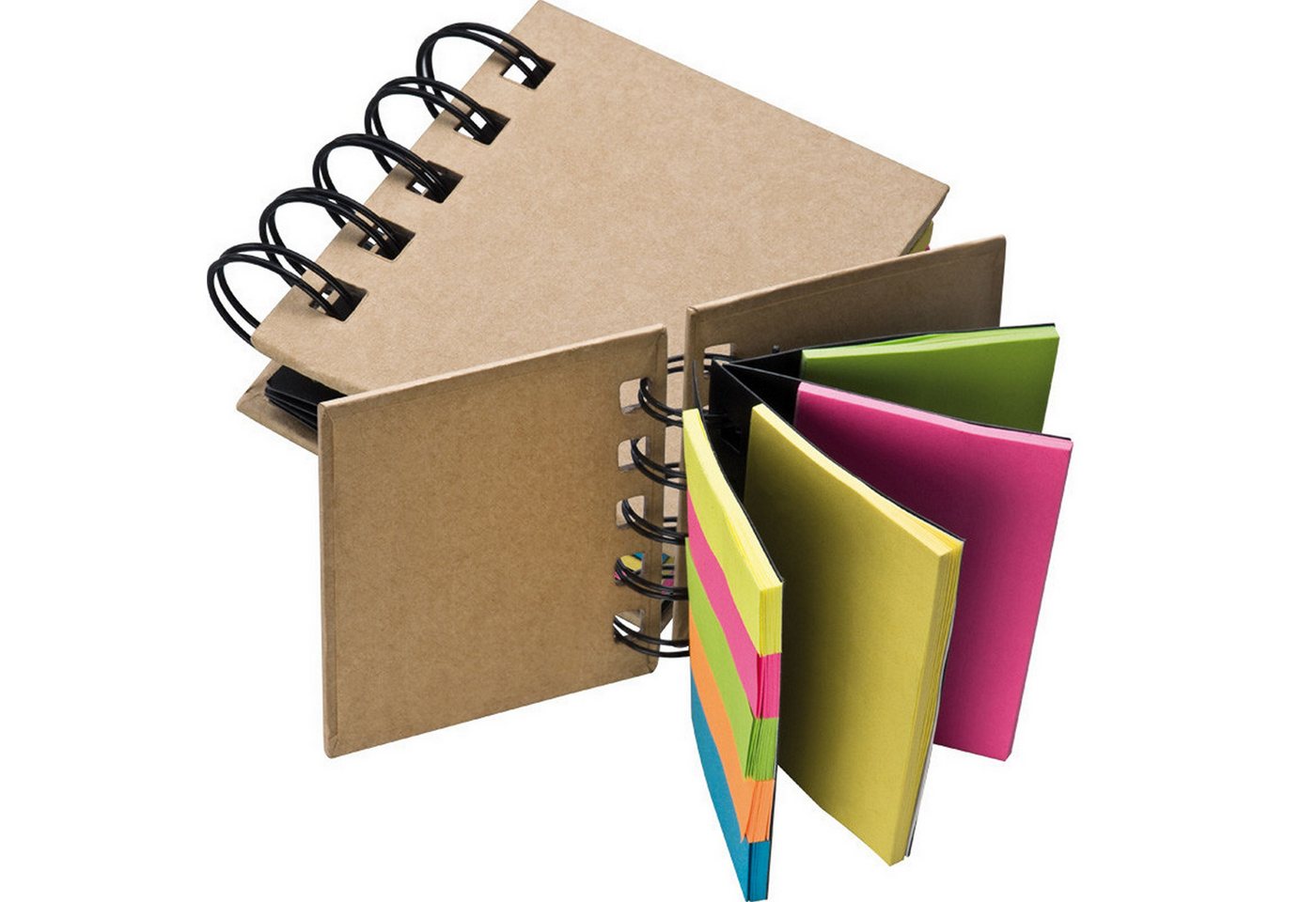 Macma Haftnotizblock Kleines Ringbuch mit 100 Haftmarkerstreifen und 75 Haftnotizen