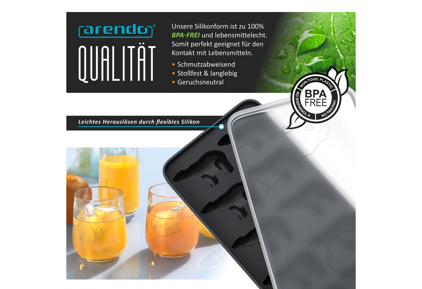 Arendo Eiswürfelform 10x Eisbärenform zehnfach, temperaturbeständig, bis -40°C, (1-tlg), leicht zu lösen, für Cocktails, Obstsaft, Whisky Bild 2