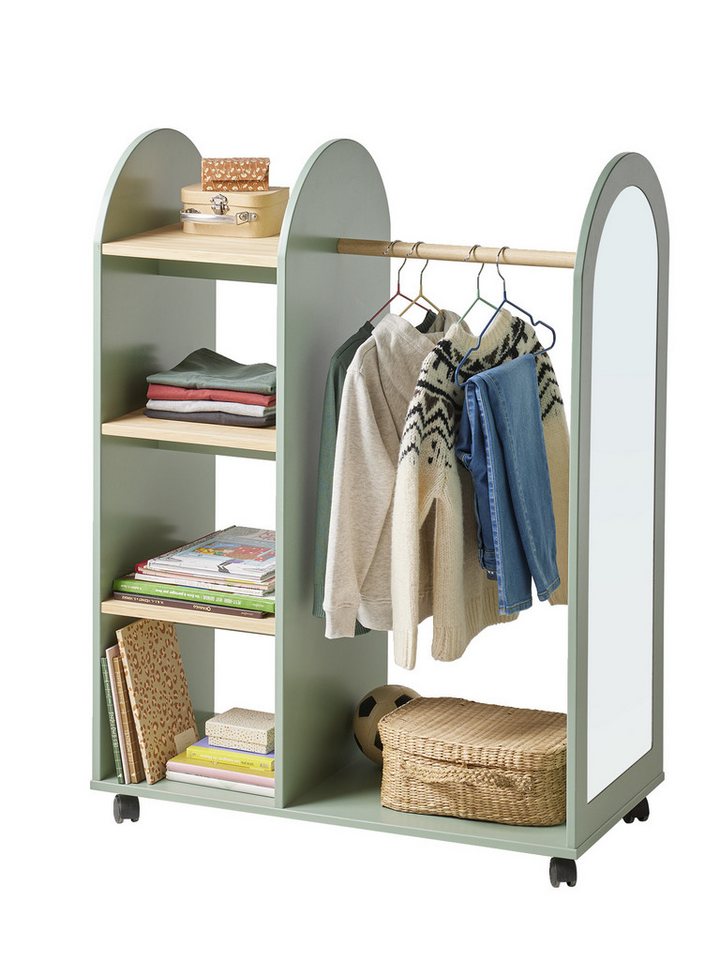 vertbaudet Wandgarderobe Kinderzimmer Kleiderständer mit Spiegel REGENBOGEN