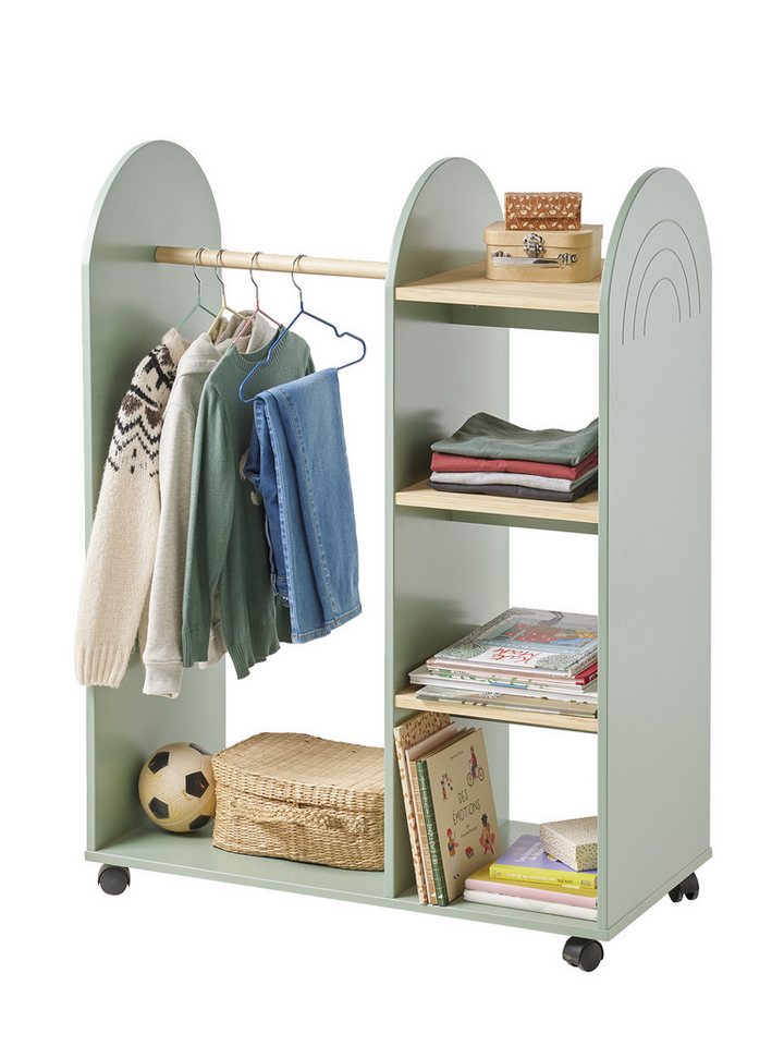 vertbaudet Wandgarderobe Kinderzimmer Kleiderständer mit Spiegel REGENBOGEN Bild 2