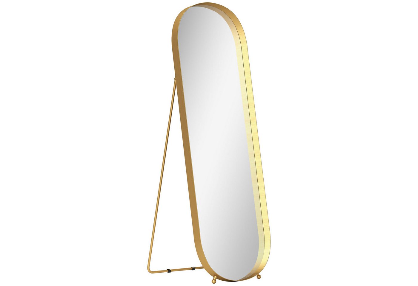 HOMCOM Standspiegel Ganzkörperspiegel mit Metallrahmen, bruchsicher, Wandspiegel (160 x 50 cm, goldfarbener Rahmen, 1-St., für Wohnzimmer, Schlafzimmer, Umkleideraum), Gold Bild 4