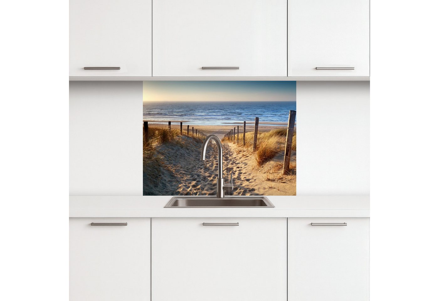 KitchenYeah Küchenrückwand selbstklebend Strand - Meer - Niederlande - Dünen - Sonne, (1-tlg), Spritzschutz, Küche, Rückwand, Küchenwand, Küchenfront, 80x60 cm Bild 2