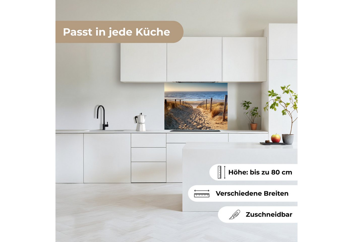 KitchenYeah Küchenrückwand selbstklebend Strand - Meer - Niederlande - Dünen - Sonne, (1-tlg), Spritzschutz, Küche, Rückwand, Küchenwand, Küchenfront, 80x60 cm Bild 5