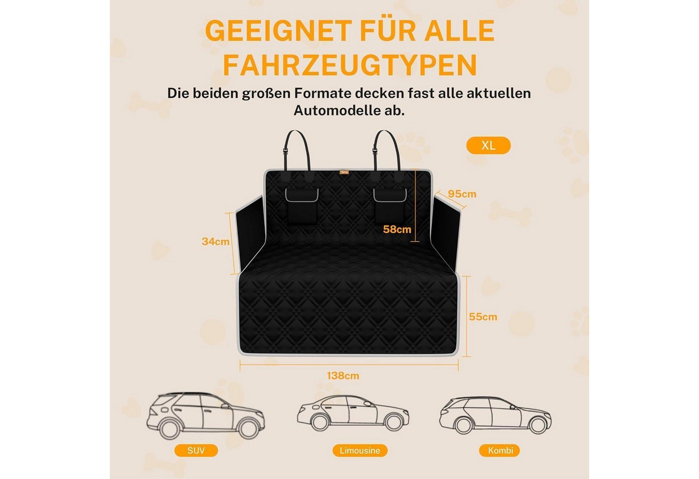 LuxusKollektion Tier-Kofferraumschutzdecke Kofferraumschutz Hund Ladekantenschutz Seitenschutz 208 x 138cm Bild 2