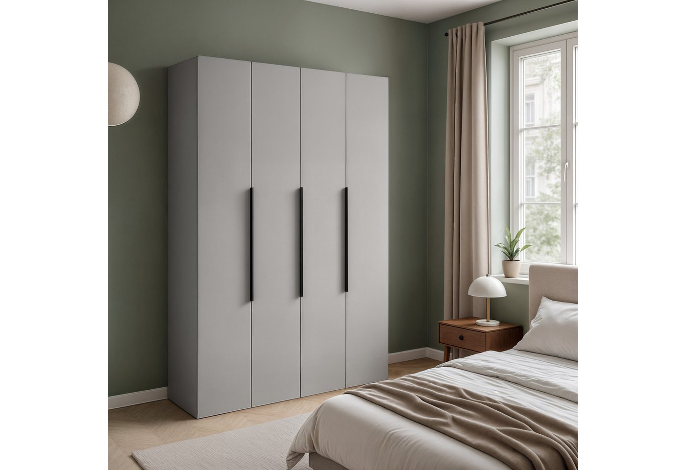 MOEBLO Drehtürenschrank Serena (Modernes, minimalistisches Design mit Vierflügeligen Türen, geräumiger Kleiderstange, mehreren Einlegeböden und robusten Materialien – Perfekt für Schlafzimmer, Garderobe oder Flur Kleiderschrank Schrank Garderobe Schlafzimmer Drehtürenschrank) (BxHxT): 160/180 x 216 x 60 cm