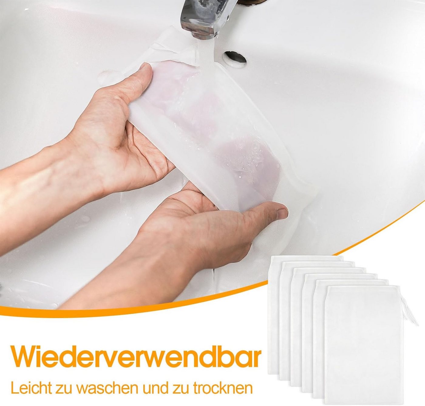 FELIXLEO Passiersieb 6er Nussmilchbeutel Nylon Passiertuch Wiederverwendbar 20x30, (1-St)