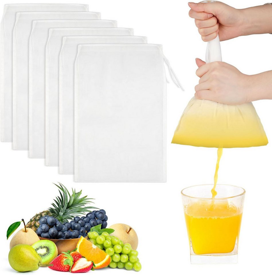 FELIXLEO Passiersieb 6er Nussmilchbeutel Nylon Passiertuch Wiederverwendbar 20x30, (1-St) Bild 2