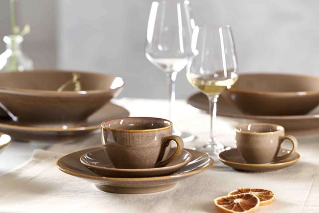 Ritzenhoff & Breker Tasse Sahara Kaffeetassen mit Untertassen 230 ml 6er Set, 12-tlg., Porzellan