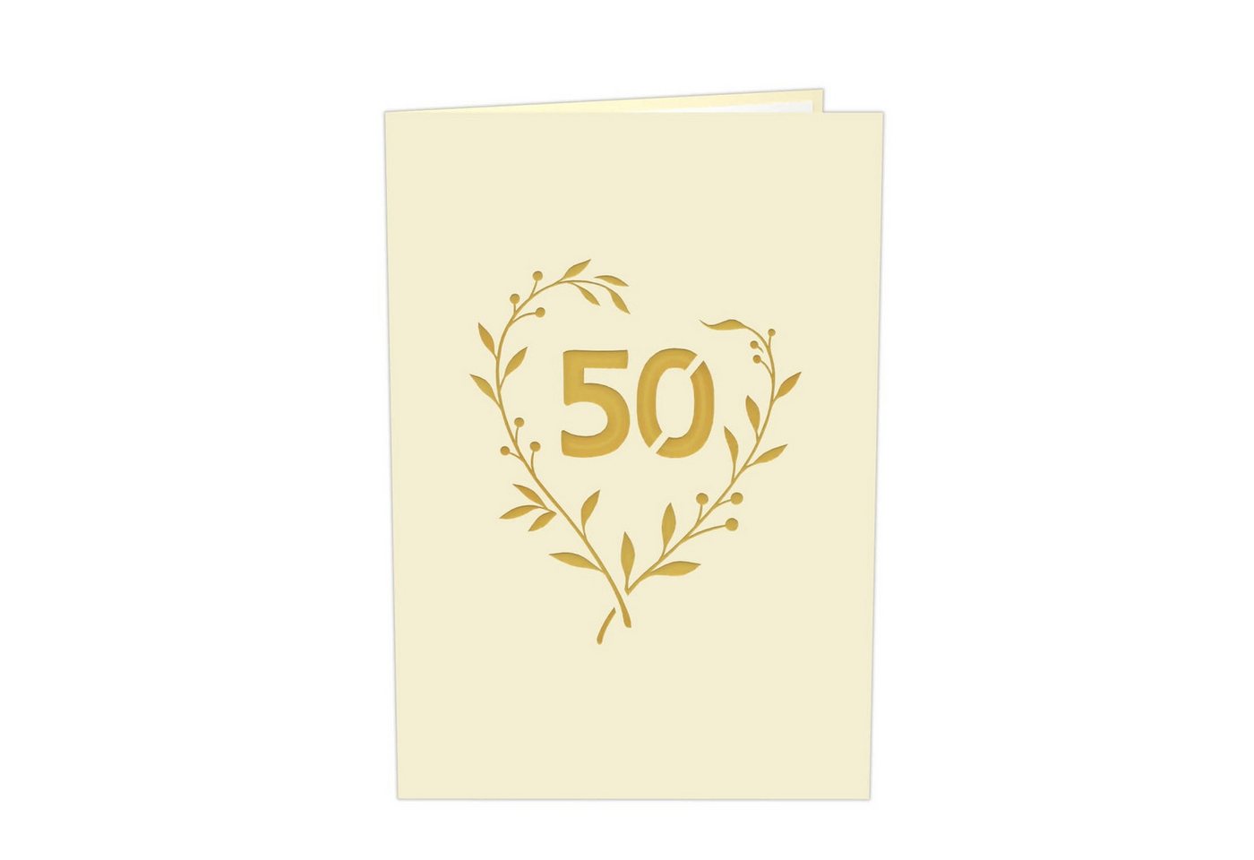 papercrush Glückwunschkarte Goldene Hochzeit Pop-Up Karte, Goldhochzeit, 50 Jahre Jubiläum, Handgemacht