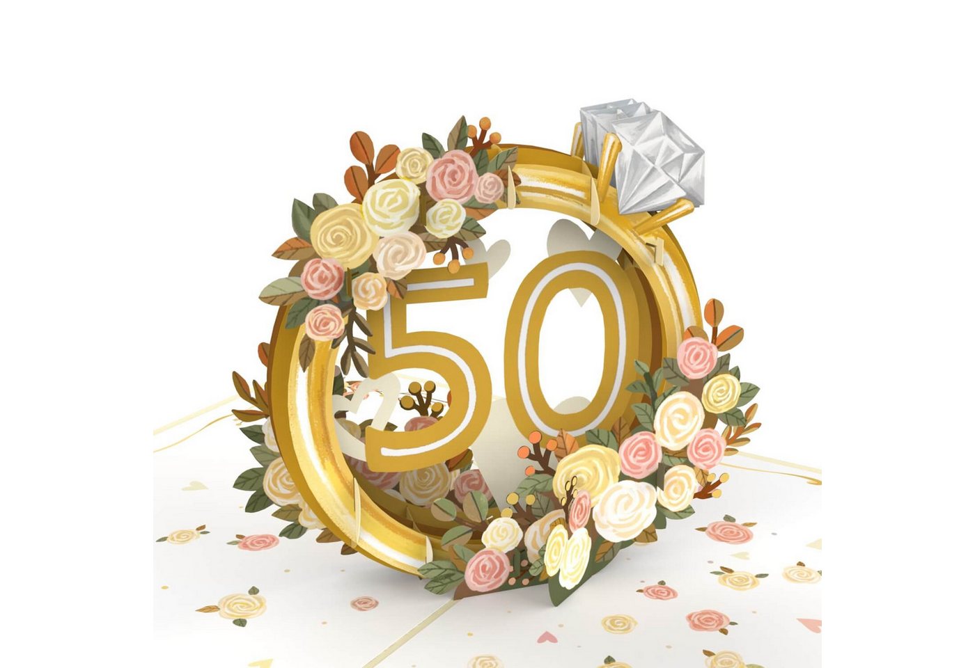 papercrush Glückwunschkarte Goldene Hochzeit Pop-Up Karte, Goldhochzeit, 50 Jahre Jubiläum, Handgemacht Bild 4