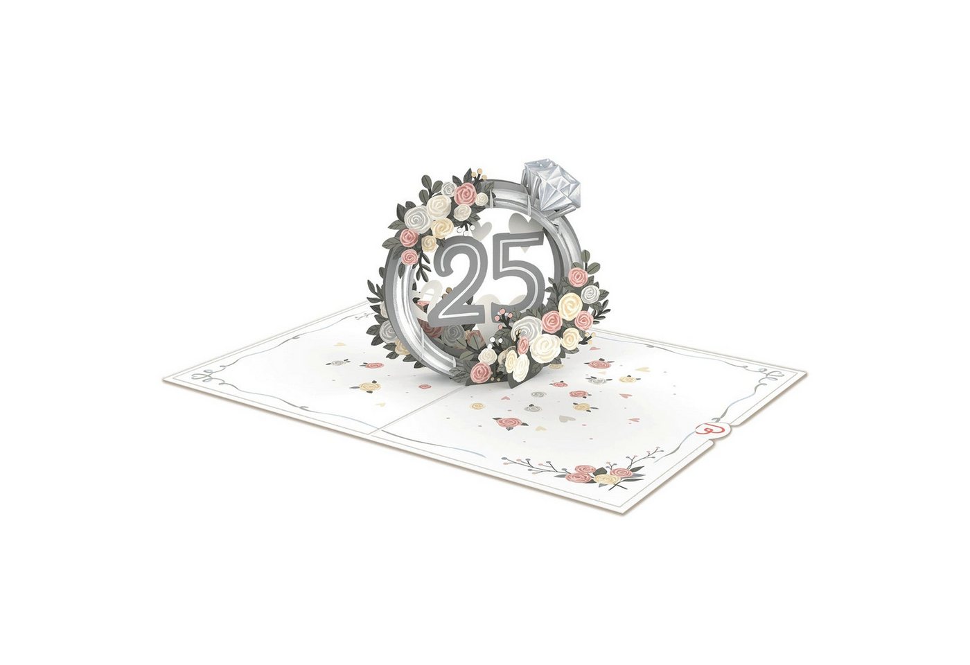 papercrush Glückwunschkarte Silberhochzeit Pop-Up Karte, 25 Jahre Hochzeitsjubiläum, Handgemacht